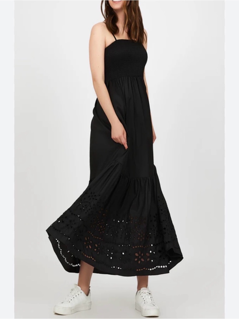 Suzy Shier Black Smocked Maxi Dress Size Medium